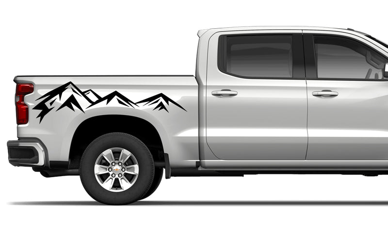 Rear bed mountains stripes sticker, vinyl design for Chevrolet Silverado decal 2015 - Present