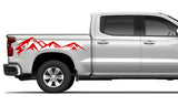 Rear bed mountains stripes sticker, vinyl design for Chevrolet Silverado decal 2015 - Present