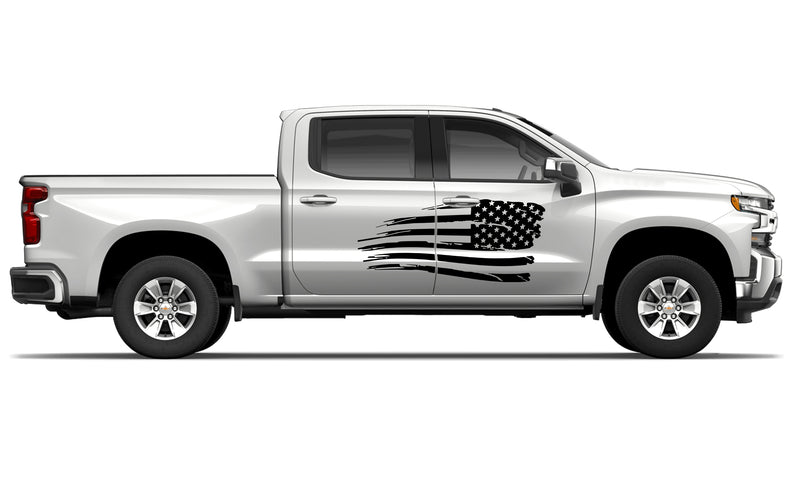 Side door US flag sticker, design for Chevrolet Silverado decal 2019 - Present