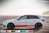 Decal Sticker Side Sport Stripe Kit Compatible with Audi A3 2008-Present