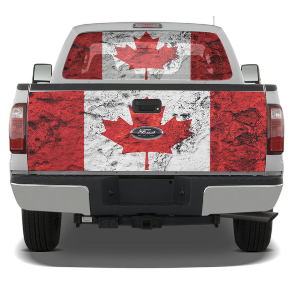 Decal Graphic Canada Flag Perforated window and Tailgate Compatible with Ford F250 2013-Present