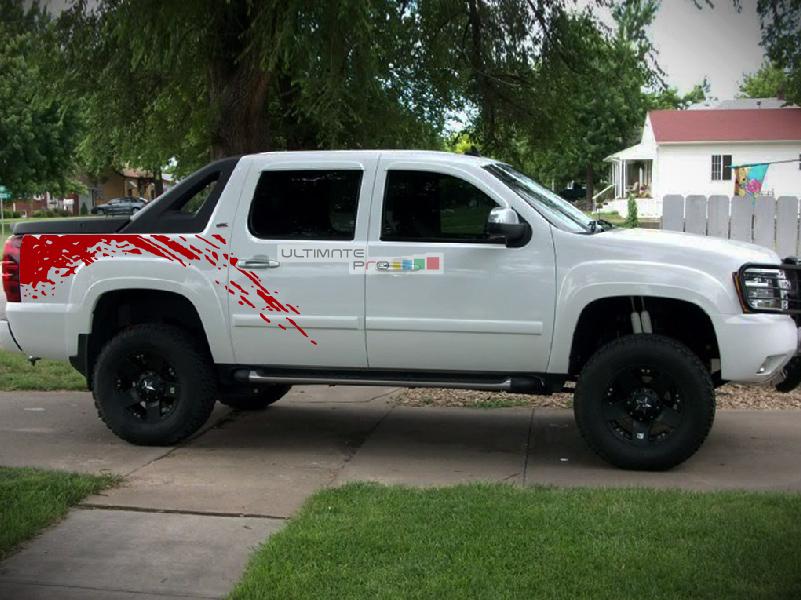 Bed mud splash sticker, vinyl design for Chevrolet Avalanche decal