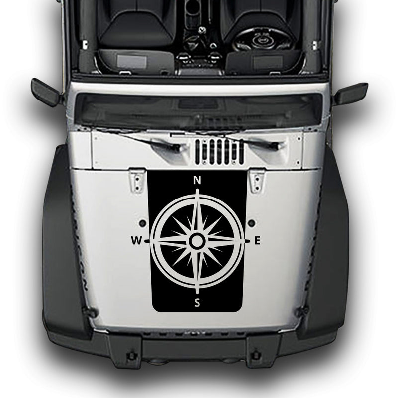 Hood Compass Stripes, Decals Compatible with Jeep Wrangler JK 2010-Present