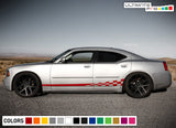 Wavy Flag Side Door Stripes Decal For Dodge Charger 2006 - Present