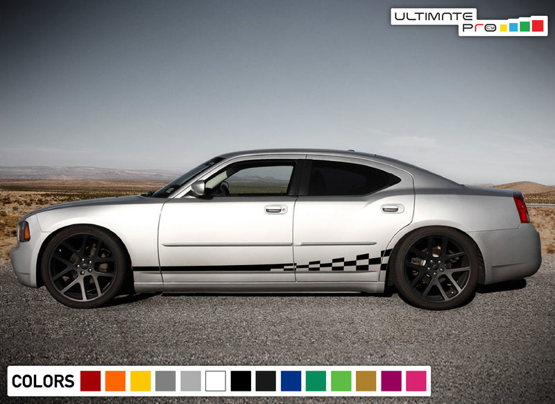 Wavy Flag Side Door Stripes Decal For Dodge Charger 2006 - Present