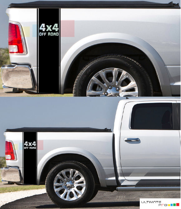 4x4 Pair of Sticker Vertical Rear Panel Stripe For Dodge Ram 2009 - Present