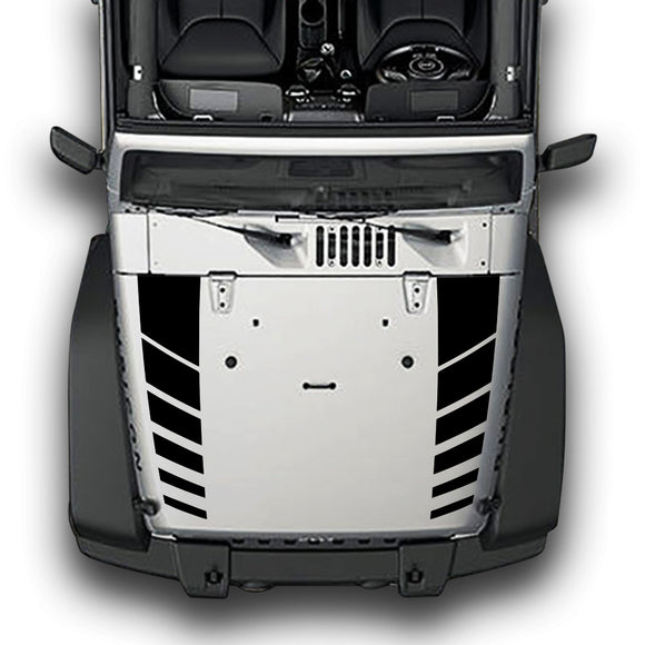 Hood Dual Line Stripes, Decals Compatible with Jeep Wrangler JK 2010-Present