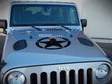 Decal Sticker Vinyl Hood Distressed Star Jeep Wrangler JK Unlimited Rubicon Sahara Sport S