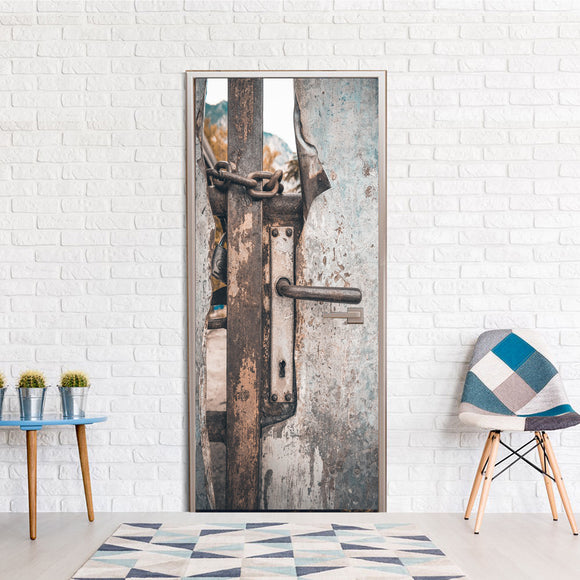 Modern Home Door Decal vinyl old steel door Design printed Wallpaper