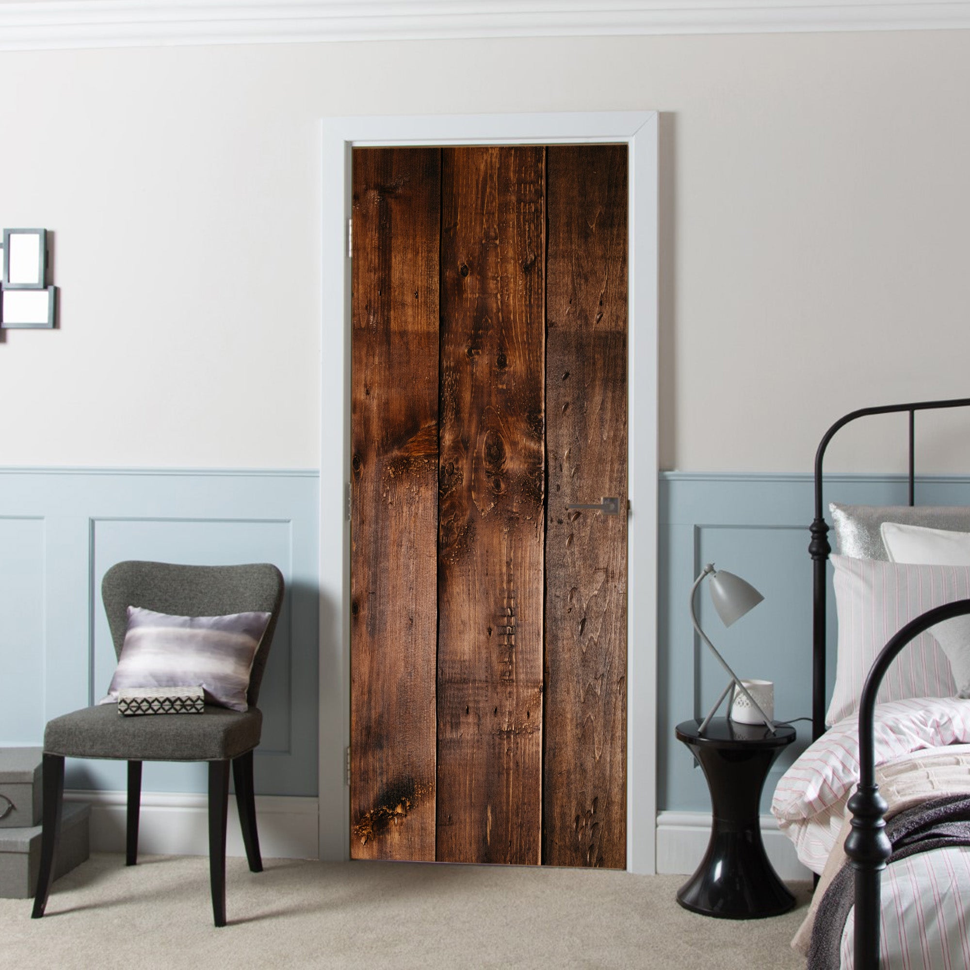 Design Ideas for Modern Door Mahogany Wood Vinyl printed Wallpaper