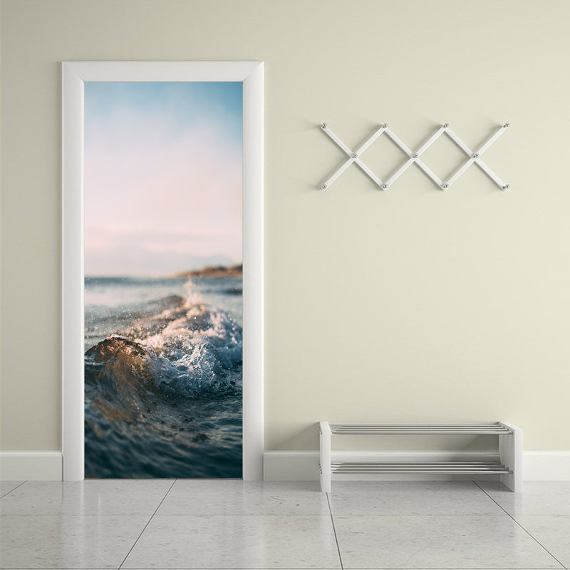 Door Decal Decoration vinyl Nature Beach Waves printed Wallpaper