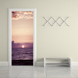Door Decal Decoration vinyl Sunrise Sea Summer Waves printed Wallpaper