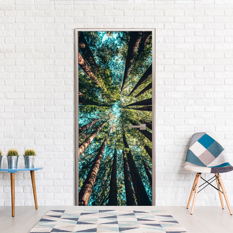 Door Sticker Cover Ideas Trees Forest Design Printed Vinyl Wallpaper Decal