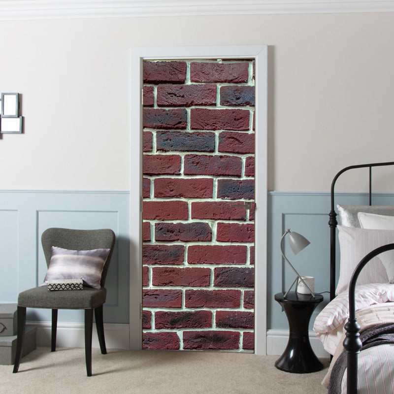 Decal Cover for Doors Brick Wall view printed Wallpaper