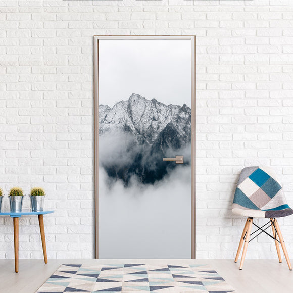 Door Sticker Cover Ideas Snow Mountains printed Wallpaper