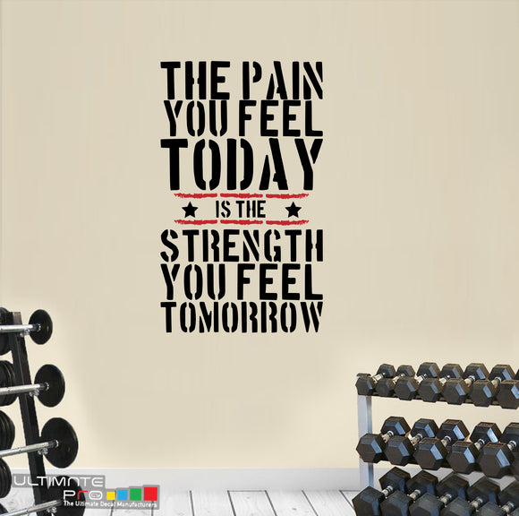 Decals quotes gym Sticker Motivation The Pain you Feel Today is the 