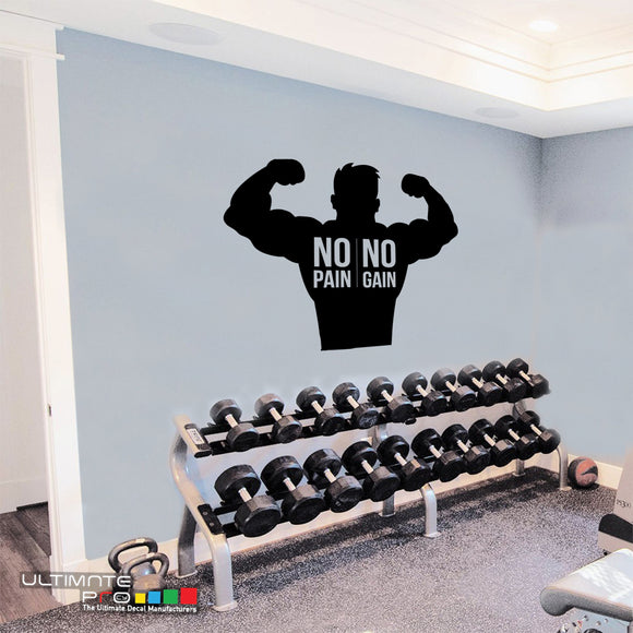 Decals quotes gym Sticker Motivation No Pain No Gain