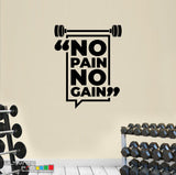 Decals gym wall ideas Sticker Motivation No Pain No Gain in frame
