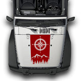 Hood Compass Stripes, Decals Compatible with Jeep Wrangler JK 2010-Present
