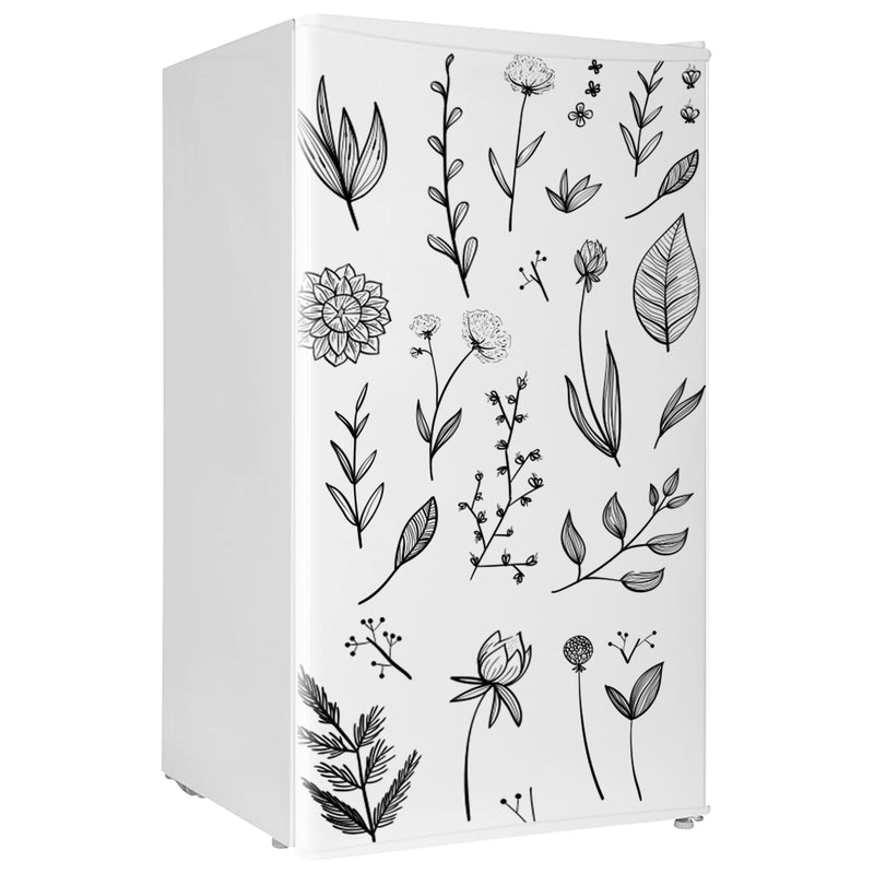 Decals for Mini Refrigerator vinyl Flowers2 Design Fridge Decals, Wrap