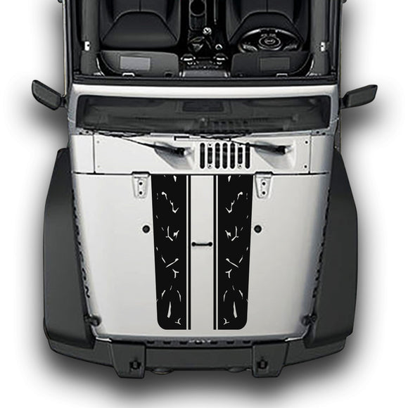 Hood Plain Distorted Line Compatible with Jeep Wrangler JK 2010-Present