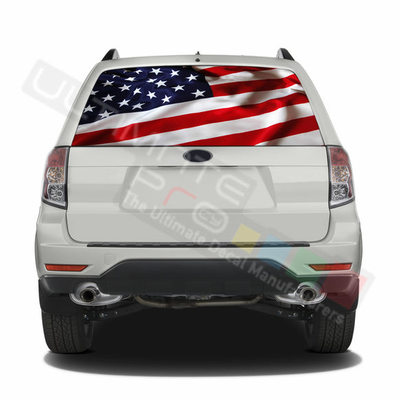 USA Flag graphics Perforated Decals Subaru Forester 2012 - Present