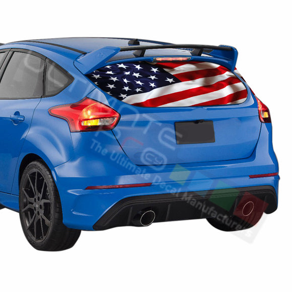 USA Flag graphics Perforated Decals Ford Focus 2009 - Present