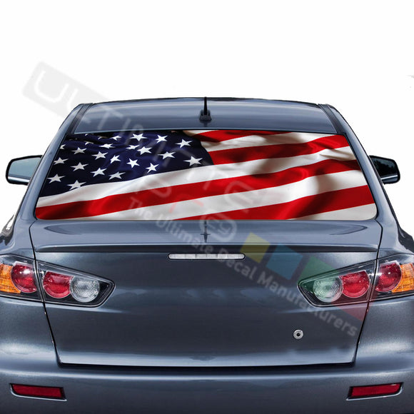 USA Flag graphics Perforated Decals Mitsubishi Evolution 