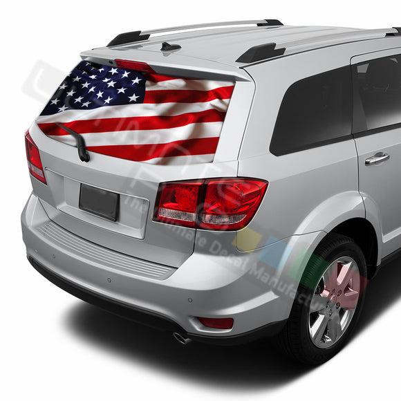USA Flag graphics Perforated Decals Dodge Dart 2015 - Present