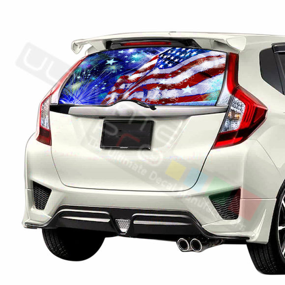 4th July graphics Perforated Decals stickers compatible with Honda Fit