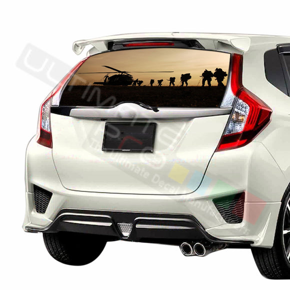 Army graphics Perforated Decals stickers compatible with Honda Fit