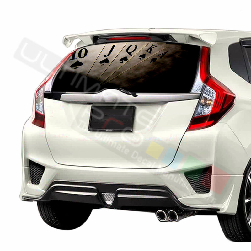 Poker graphics Perforated Decals stickers compatible with Honda Fit