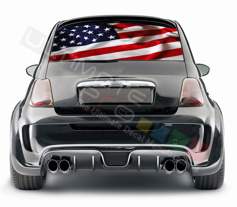 USA Flag graphics Perforated Decals Fiat 500 Abarth 2007 - Present
