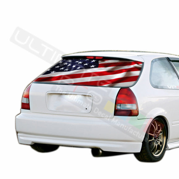 USA Flag graphics Perforated Decals HONDA civic 1997-Present