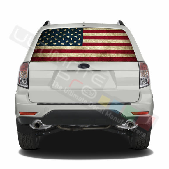 USA Flag 1 graphics Perforated Decals Subaru Forester 2012 - Present