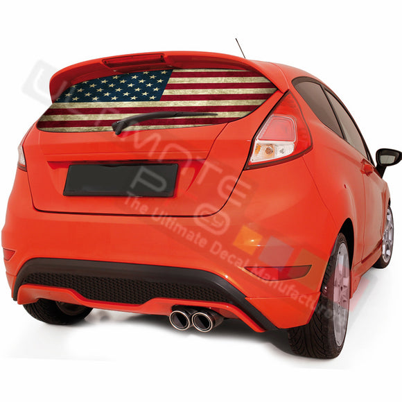 USA Flag 1 graphics Perforated Decals Ford Fiesta 2008-Present