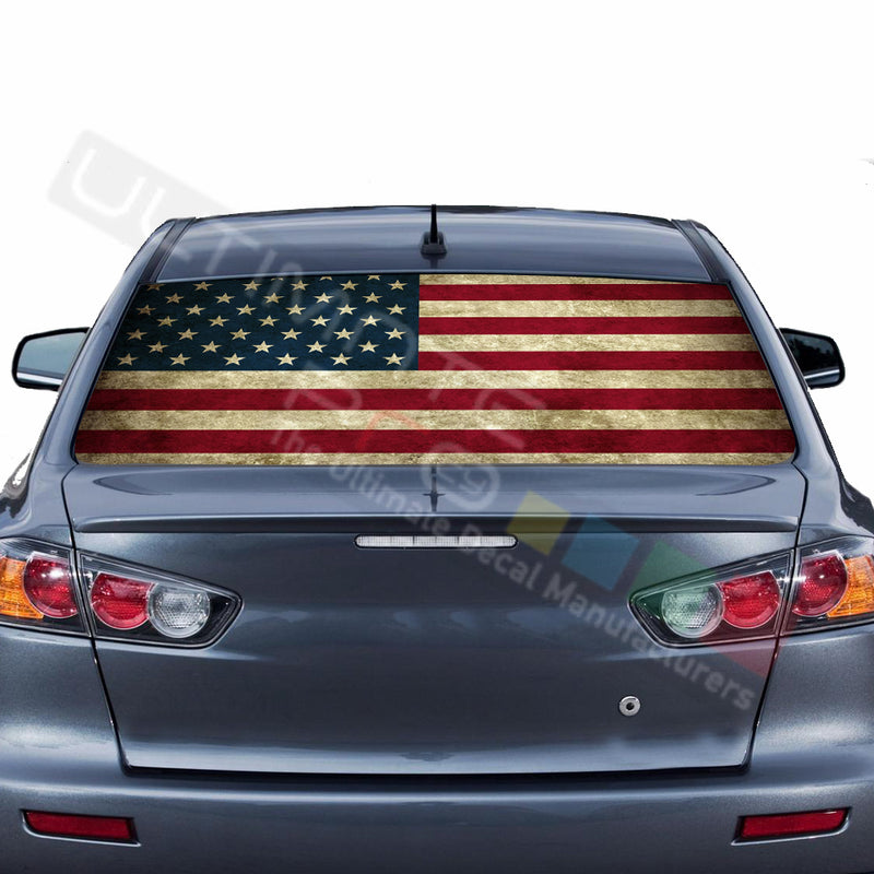 USA Flag 1 graphics Perforated Decals Mitsubishi Evolution