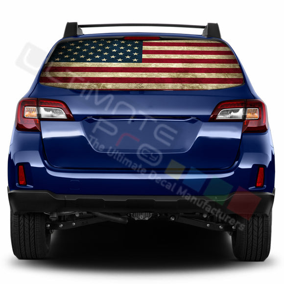 USA Flag 1 Perforated Decals stickers compatible with Subaru Outback