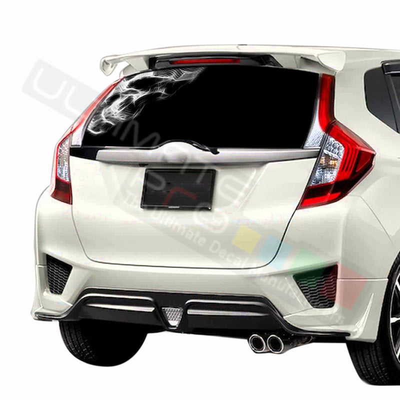 Skull graphics Perforated Decals stickers compatible with Honda Fit