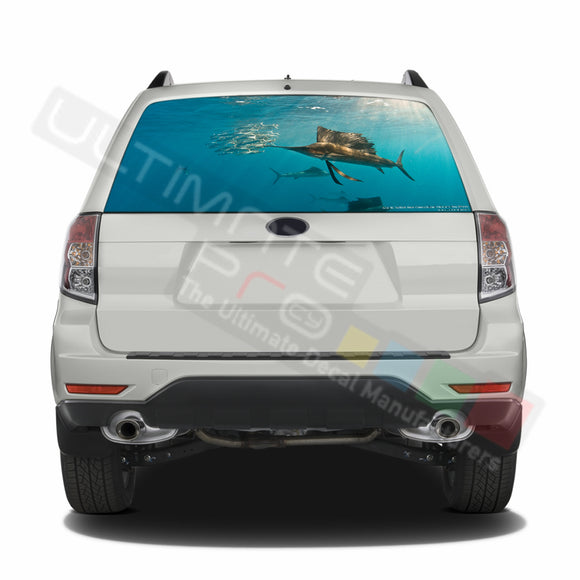 Fishing graphics Perforated Decals Subaru Forester 2012 - Present