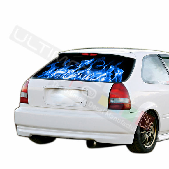 Blue Fire graphics Perforated Decals HONDA civic 1997-Present