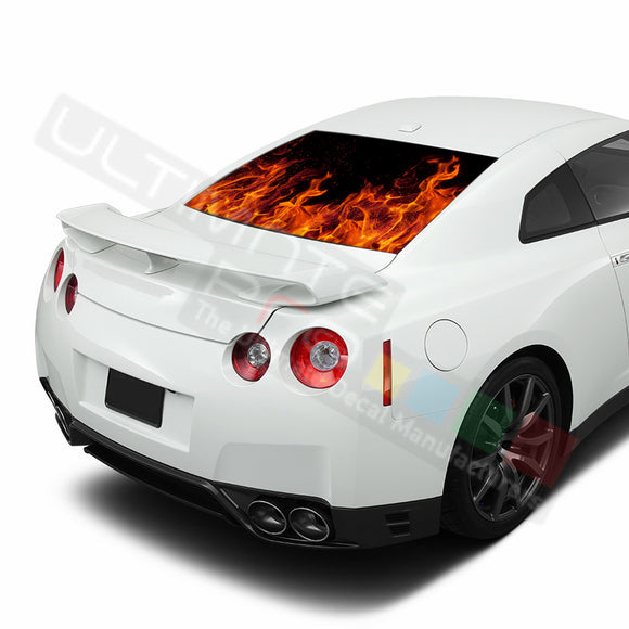Flames graphics Perforated Decals Nissan GT-R R35 2007-Present