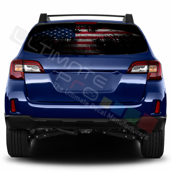 Eagle Flag Perforated Decals stickers compatible with Subaru Outback