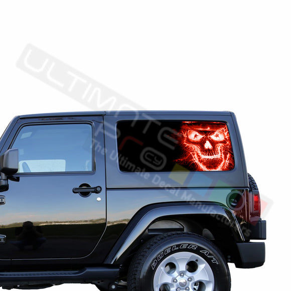 Rear Window Red Skull Perforated for Jeep Wrangler JL, JK decal 2007 - Present