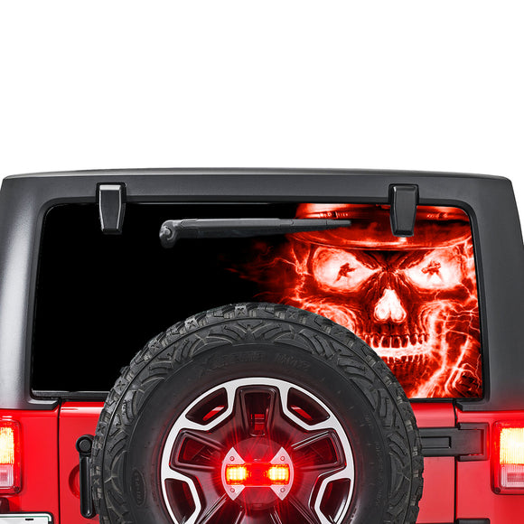 Red Skull Perforated for Jeep Wrangler JL, JK decal 2007 - Present