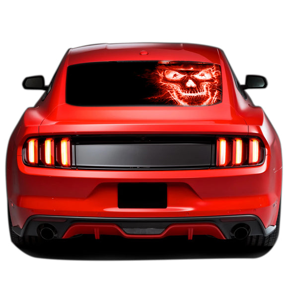 Red Skull Perforated Sticker for Ford Mustang decal 2015 - Present