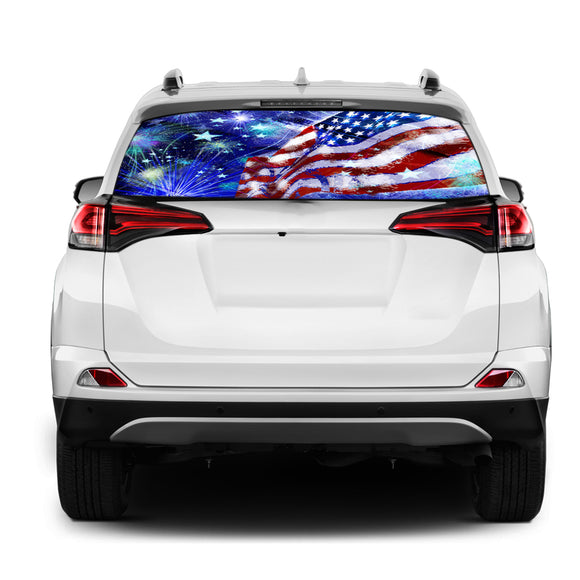 USA Stars Rear Window Perforated for Toyota RAV4 decal 2013 - Present