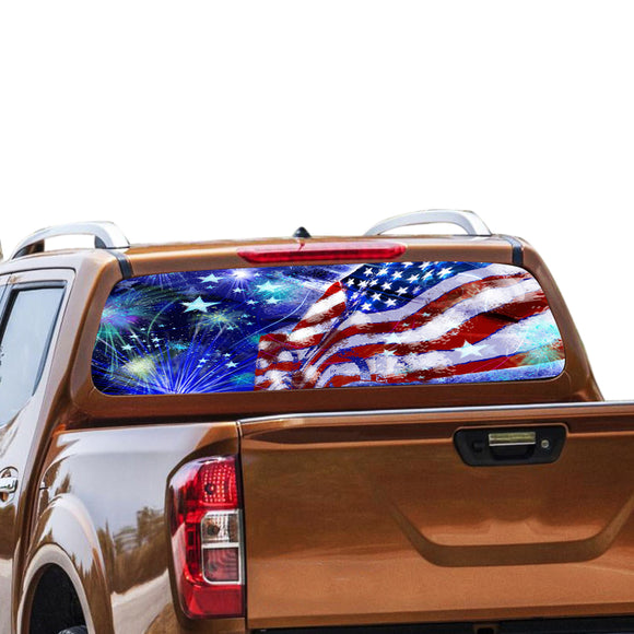 USA Stars Rear Window Perforated for Nissan Navara decal 2012 - Present