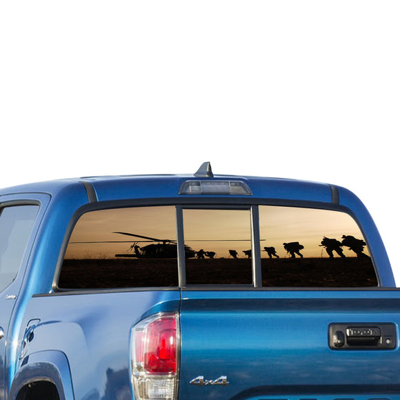 Helicopter Army Perforated for Toyota Tacoma decal 2009 - Present