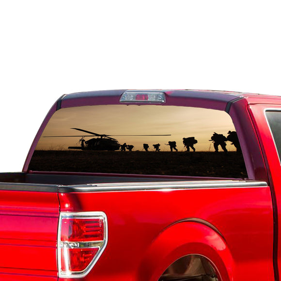 Helicopter Army Perforated for Ford F150 Decal 2015 - Present